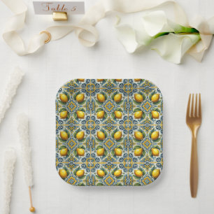 Assiettes En Carton Mariage carrelage méditerranéen Capri jaune bleu c