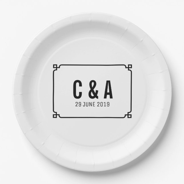 Assiettes En Carton Mariage chic Black Deco (Devant)