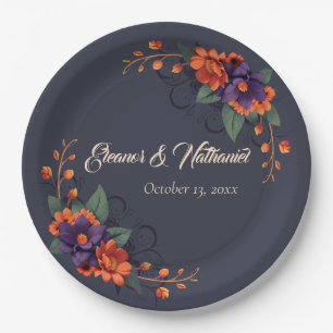 Assiettes En Carton Mariage Chic Élégant Gothique Floral