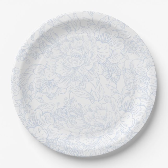 Assiettes En Carton Mariage Chinoiserie Blue Peony (Devant)