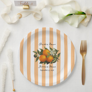 Assiettes En Carton Mariage Citron Orange Méditerranéen Italien
