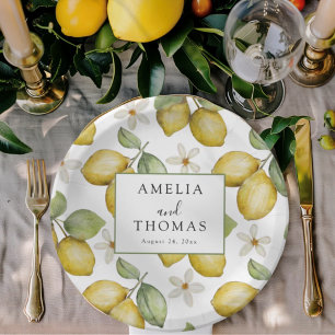Assiettes En Carton Mariage Citrons Jaunes Bohèmes