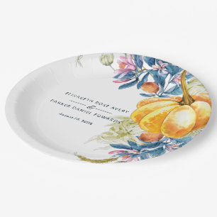 Assiettes En Carton Mariage Citrouille Floral Automne Personnalisé