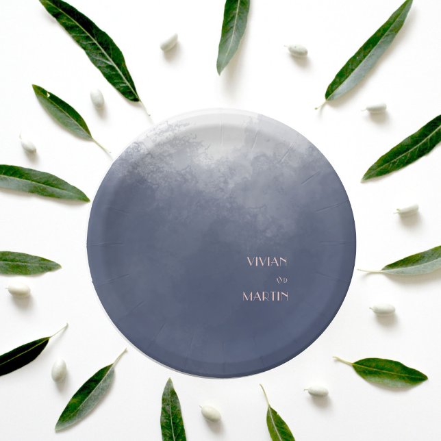 Assiettes En Carton Mariage classique de fumée bleue de la marine (Créateur téléchargé)