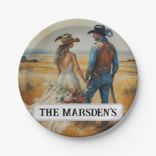 Assiettes En Carton Mariage Country Western Aquarelle