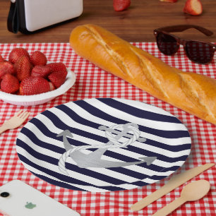 Assiettes En Carton Mariage d'Ancres nautiques Anniversaire ou Plaques
