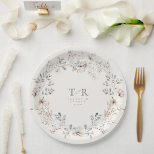 Assiettes En Carton Mariage d'aquarelle Fleur sauvage Delicate ID1102