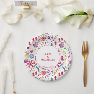 Assiettes En Carton Mariage d'aquarelle Hedgerow Fleurs sauvages