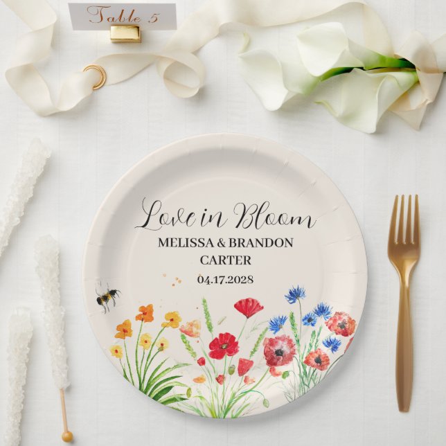 Assiettes En Carton Mariage d'aquarelle Rustique Fleur sauvage Garden (Mariage)