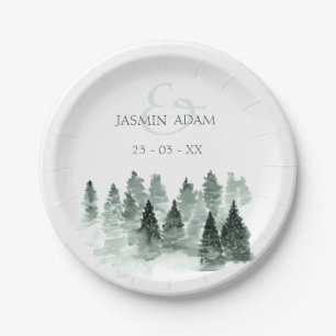 Assiettes En Carton Mariage d'aquarelle rustique Woodland