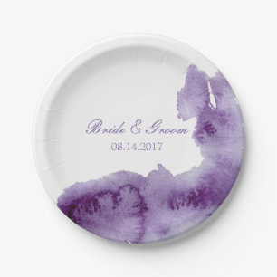 Assiettes En Carton Mariage d'aquarelle ultra violet élégant