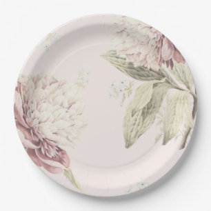 Assiettes En Carton Mariage d'art fin botanique de pivoine vintage