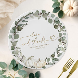 Assiettes En Carton Mariage d'automne Citrouille blanche et verdure Am