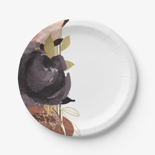 Assiettes En Carton Mariage d'automne Fleurs audacieuses et glamour Fl (Devant)