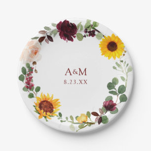 Assiettes En Carton Mariage d'automne Réception de mariage Tournesols