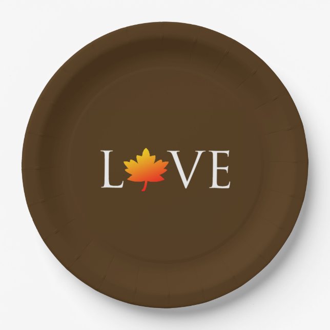Assiettes En Carton Mariage de automne Autumn Love Rustic Orange Leaf  (Devant)