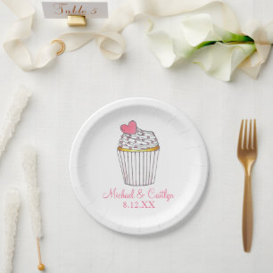 Assiettes En Carton Mariage de Baby shower nuptiale Cupcake Coeur rose