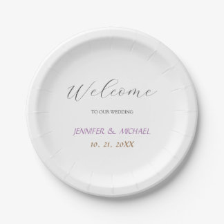 Assiettes En Carton Mariage de bienvenue élégant en calligraphie