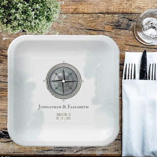 Assiettes En Carton Mariage de boussole marine vintage