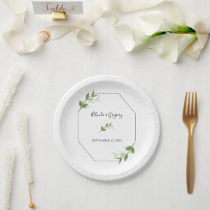 Assiettes En Carton Mariage de cadre Feuilles de jardin verdoyant
