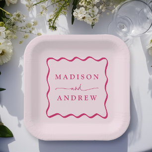 Assiettes En Carton Mariage de cadre rose moderne