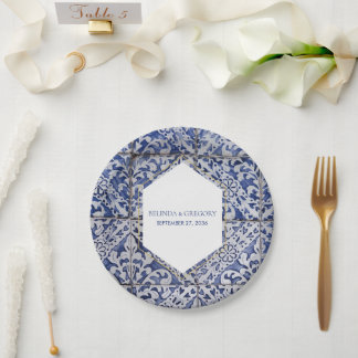 Assiettes En Carton Mariage de carreaux portugais rustiques