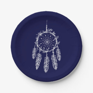 Assiettes En Carton Mariage de chasse de rêve amérindien Navy Blue
