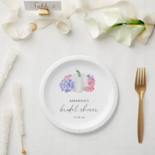 Assiettes En Carton Mariage de citrouille blanche et de fleurs d'horte