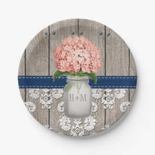 Assiettes En Carton Mariage de corail décoré d'un monogramme