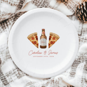 Assiettes En Carton Mariage de couple décontracté Pizza & Bière Enterr