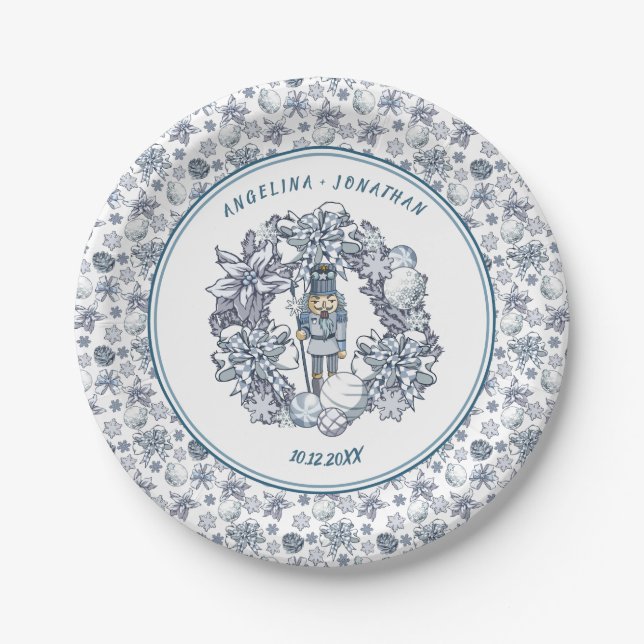 Assiettes En Carton Mariage de couronne de Noël personnalisable (Devant)