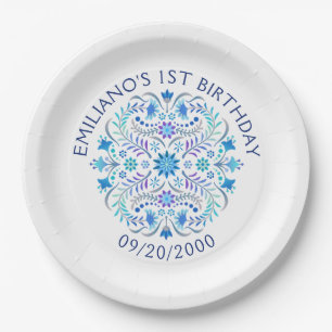 Assiettes En Carton Mariage de douche Fiesta Blue Anniversaire
