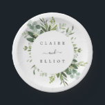 Assiettes En Carton Mariage de feuillage vert Eucalyptus<br><div class="desc">Cette plaque en papier mariage est ornée d'eucalyptus à l'aquarelle peinte,  de feuilles verts et d'un cadre circulaire. Pour une personnalisation plus avancée de cette conception,  cliquez sur le lien "Customiser plus loin". Des articles correspondants sont également disponibles.</div>