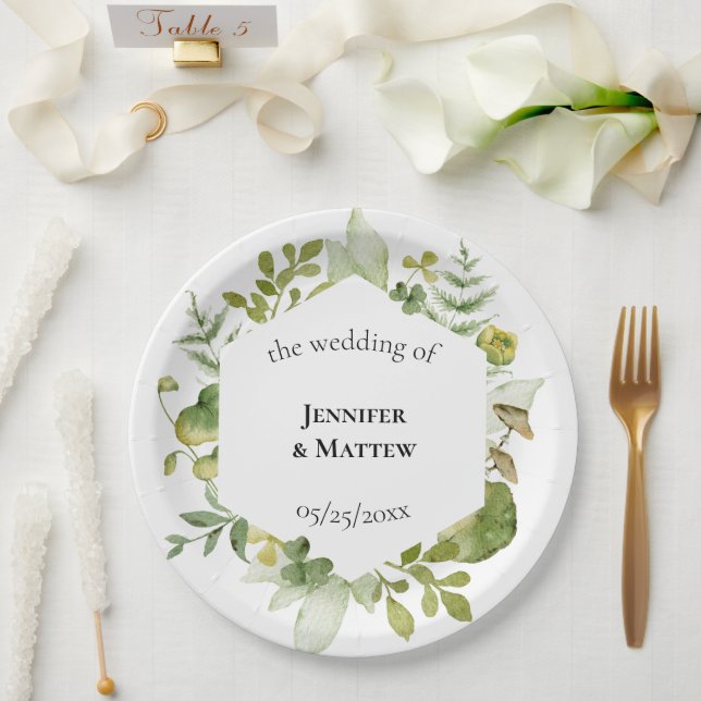 Assiettes En Carton Mariage de fleur romantique (Mariage)