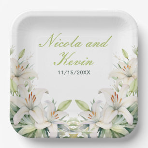 Assiettes En Carton Mariage de fleurs blanches