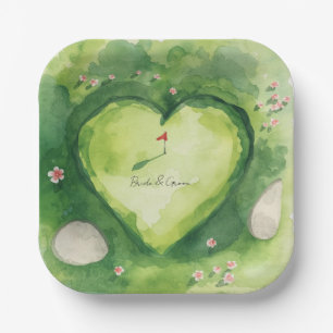 Assiettes En Carton Mariage de golf terrain de golf en forme de cœur