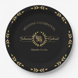 Assiettes En Carton Mariage de la couronne de feuilles Laurel Célébrat