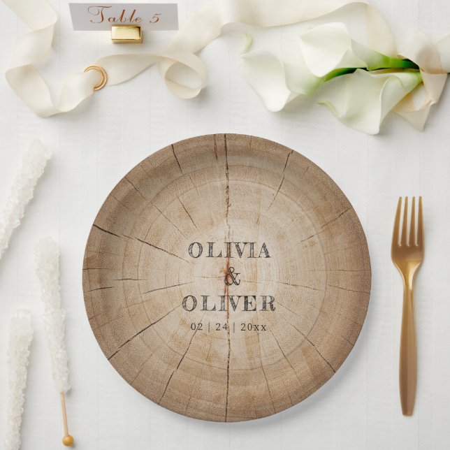 Assiettes En Carton Mariage de la grange de bois rustique (Mariage)