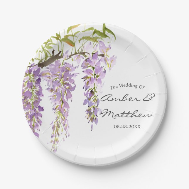 Assiettes En Carton Mariage de la lavande de lavande violette (Devant)
