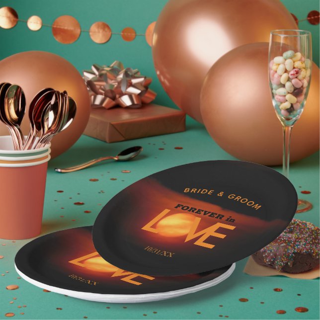 Assiettes En Carton Mariage de la lune de récolte complète (Multi)