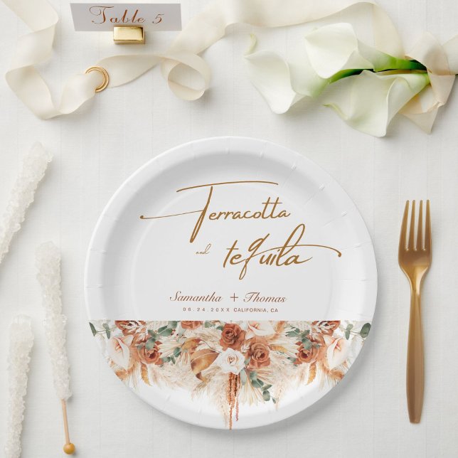 Assiettes En Carton Mariage de la Pampas en terre cuite et tequila bri (Créateur téléchargé)