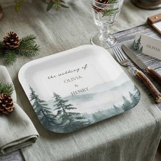 Assiettes En Carton Mariage de montagne en forêt profonde de destinati