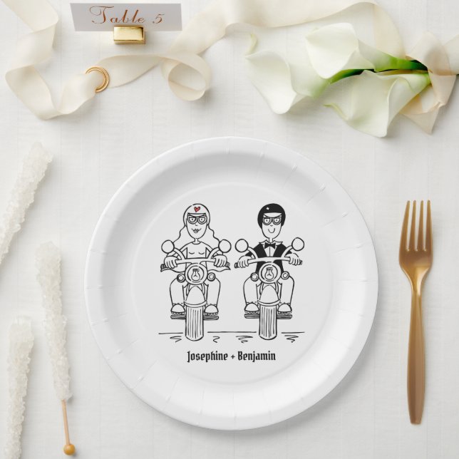 Assiettes En Carton Mariage de motards (Mariage)