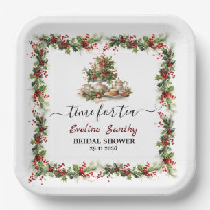 Assiettes En Carton Mariage de Noël Bain de soleil de houx Thé Temps d
