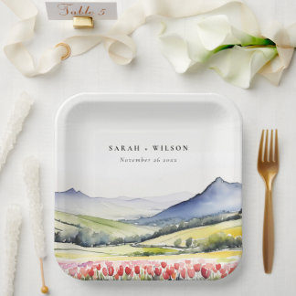 Assiettes En Carton Mariage de paysage floral de printemps de pays min