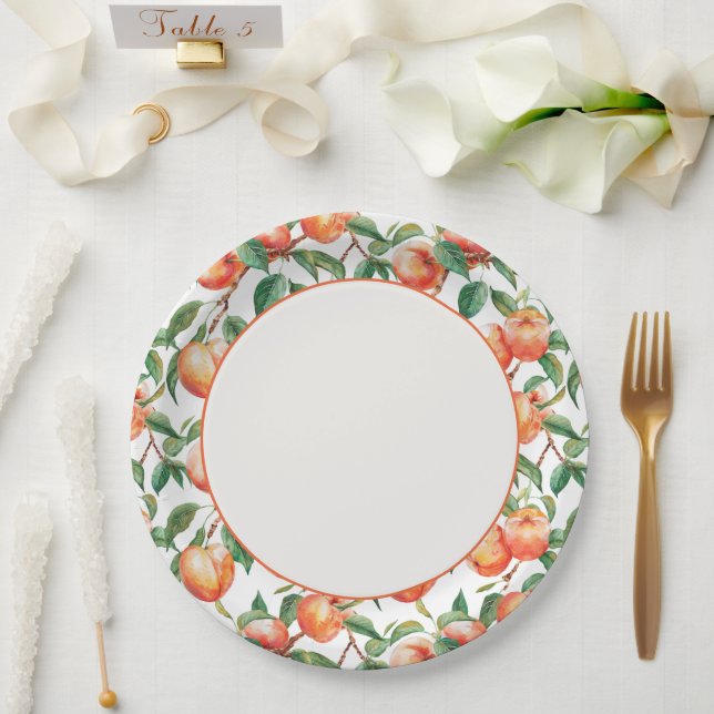 Assiettes En Carton Mariage de Pêches Fruitées (Mariage)