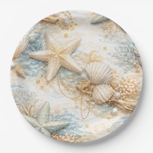 Assiettes En Carton Mariage de plage à l'aquarelle des marées éternell