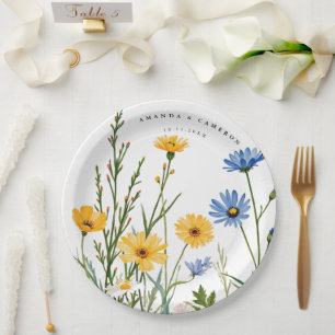 Assiettes En Carton Mariage de prairie sauvage de printemps
