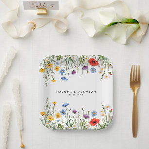 Assiettes En Carton Mariage de prairie sauvage de printemps