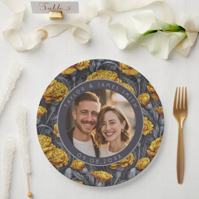 Assiettes En Carton Mariage de printemps à la mode avec fleur de carna (Mariage)